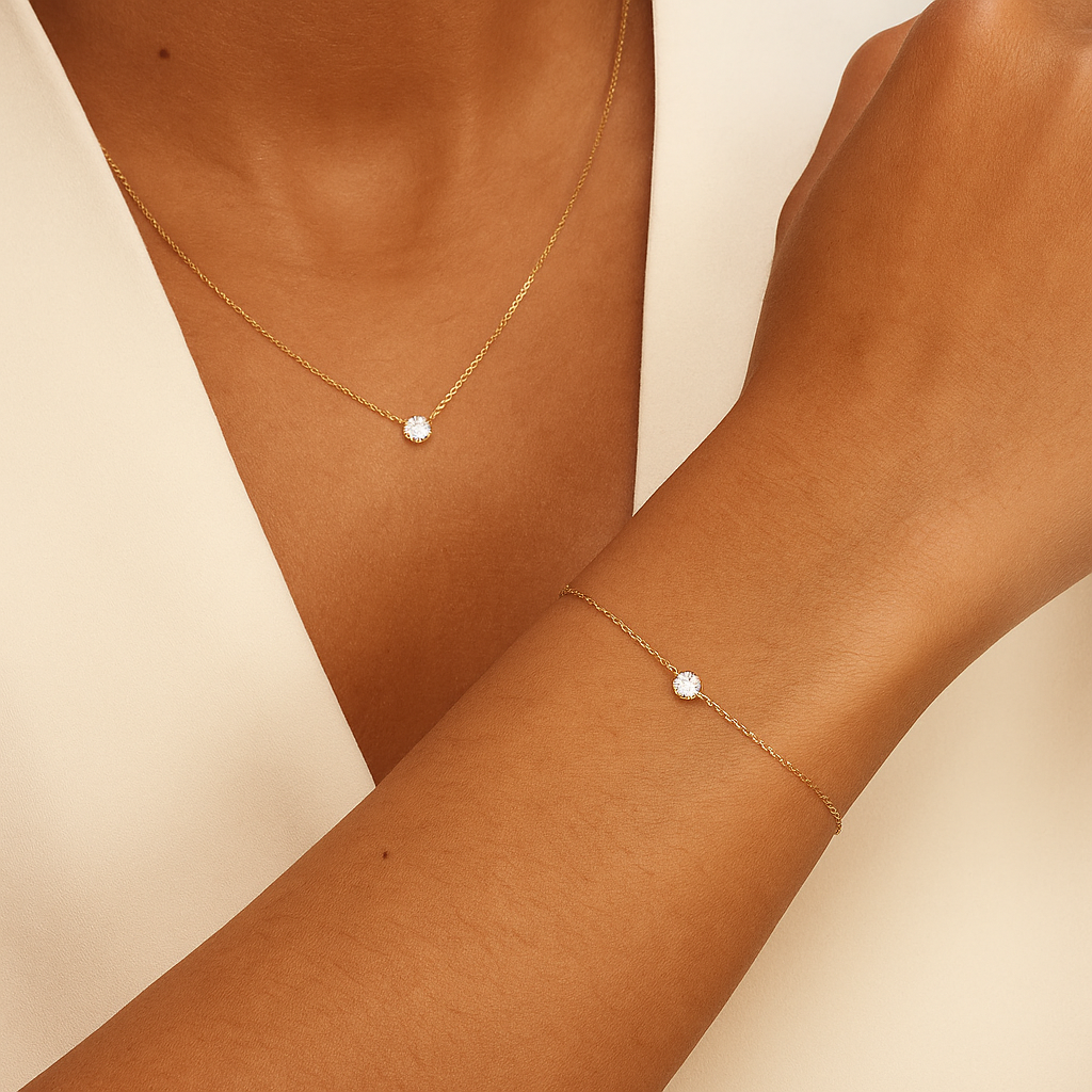 Cléa Moissanite Duo | Timeless Sparkle in 14k Gold