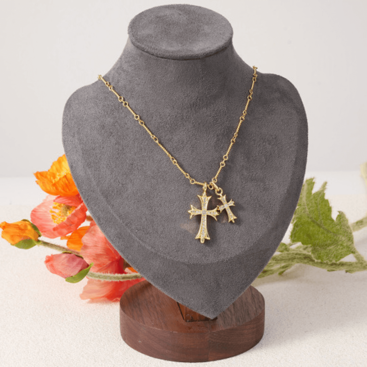 Double Cross Faith Necklace