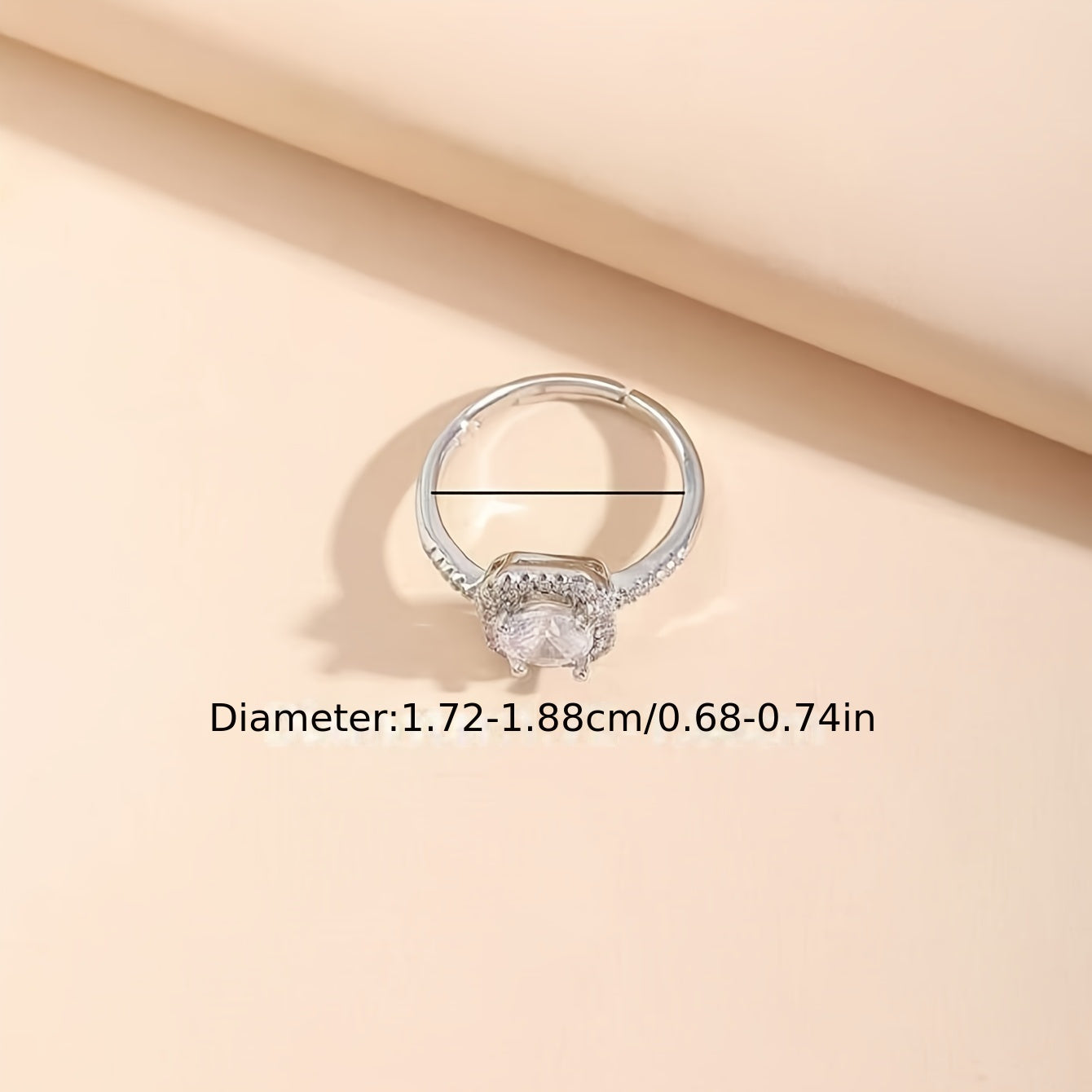 Elegant Adjustable Square White Gold-Plated Ring with Synthetic Zirconia