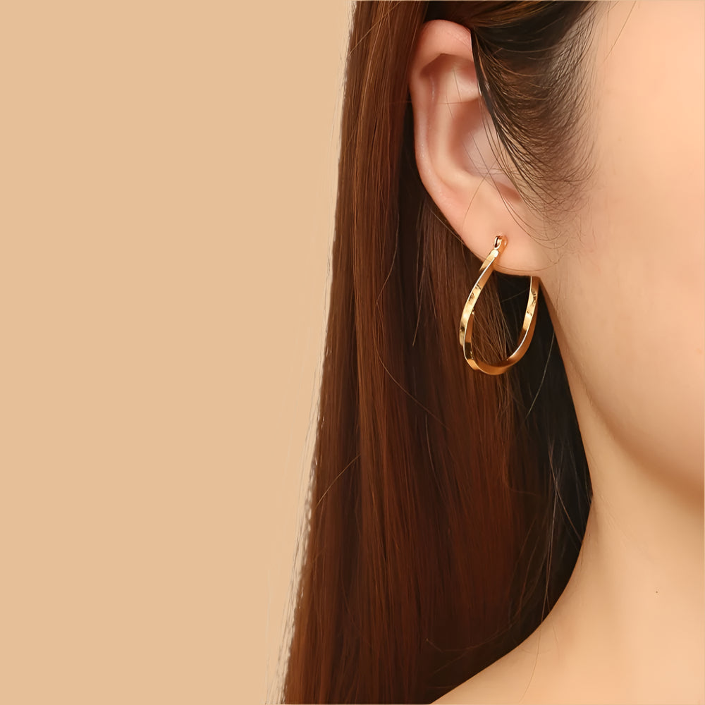 Zen French Chic Twisted U-Hoop Earrings