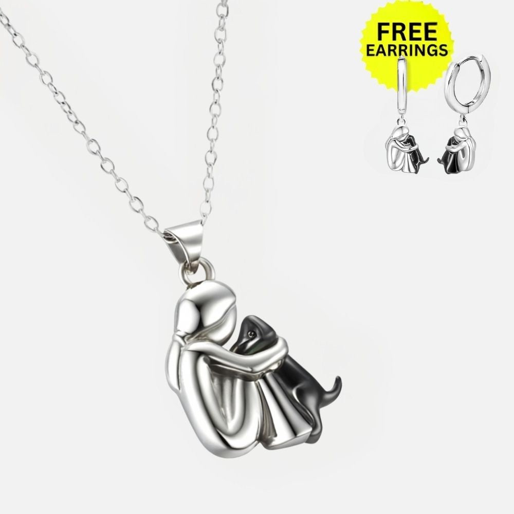 Hug Pendant Necklace with Bonus Earrings