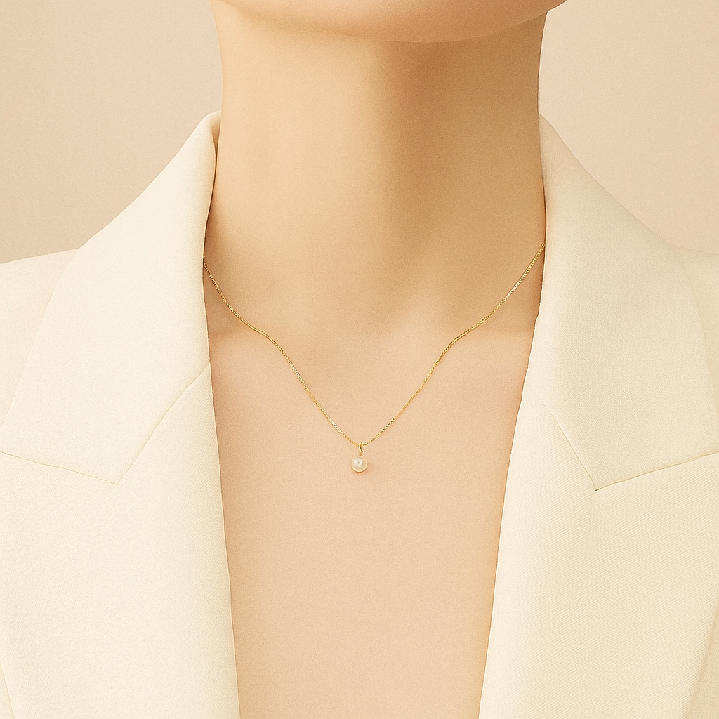 Elegant 18K Gold-Plated Necklace with Single Imitation Pearl