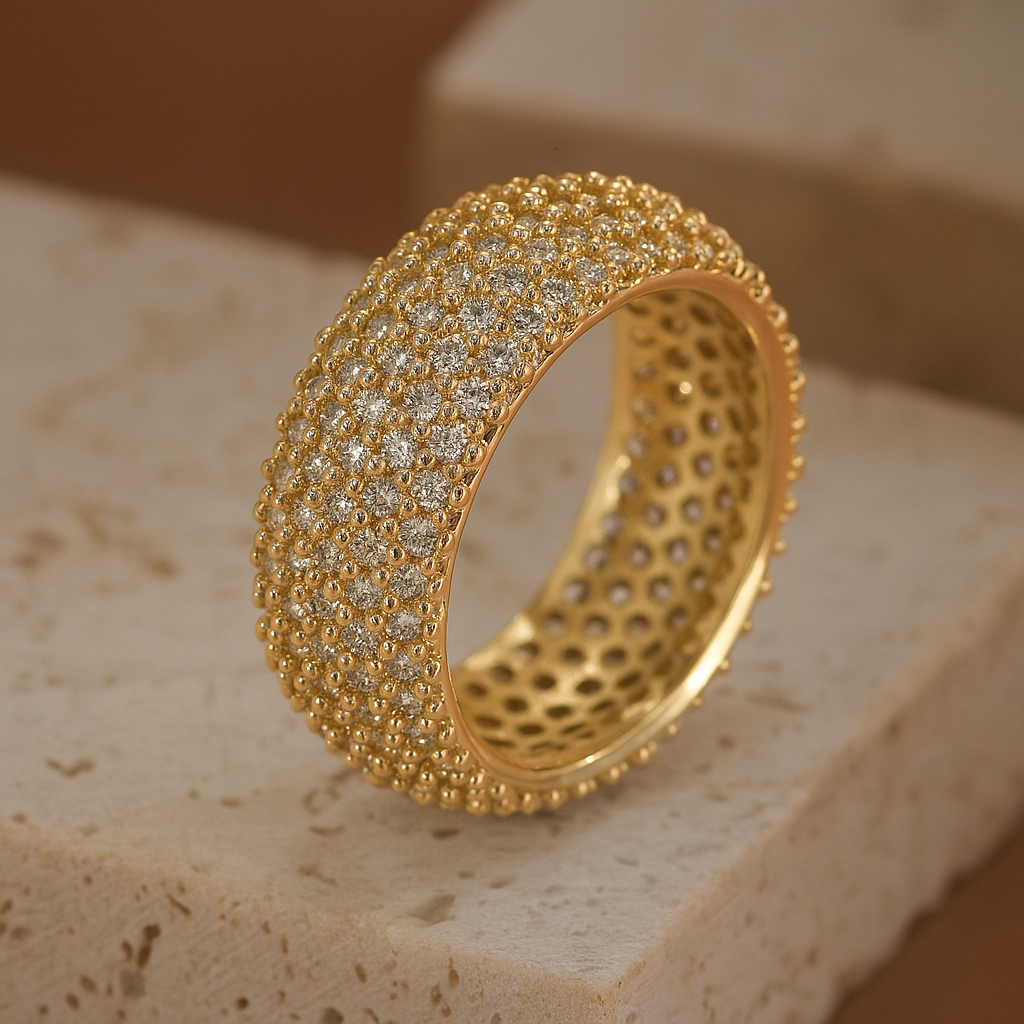 Elegant Five-Row Zirconia Ring – Multicolor Sparkle