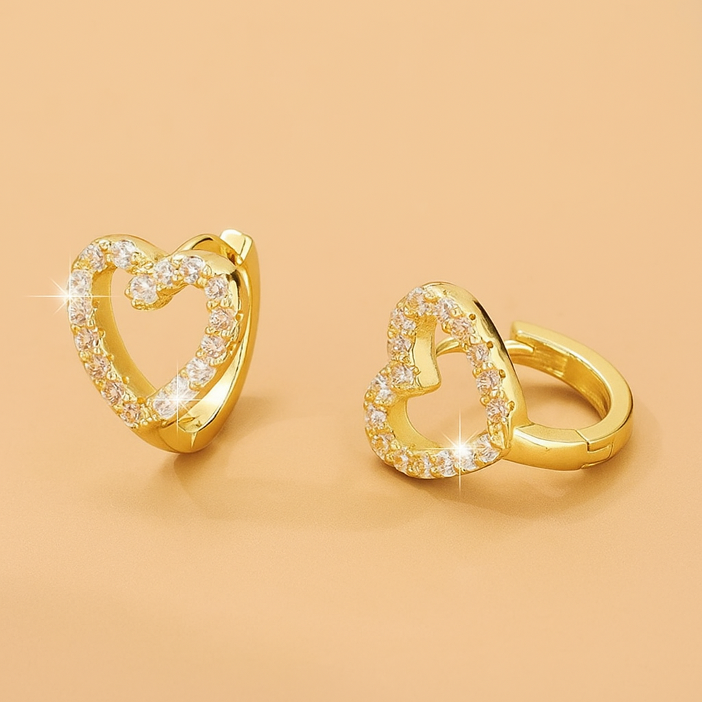 Reeze Luxury Gold-Plated Heart Earrings