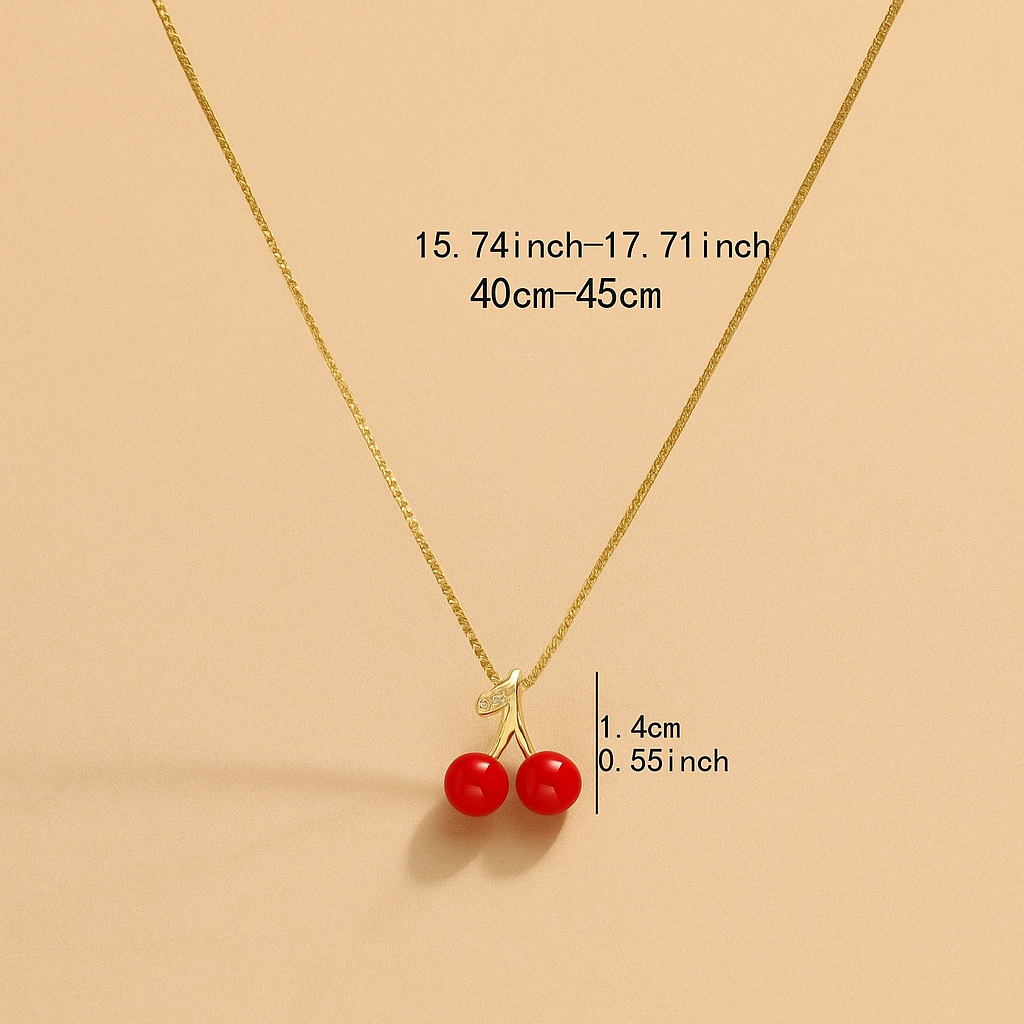 Minimalist Cherry Necklace for Women