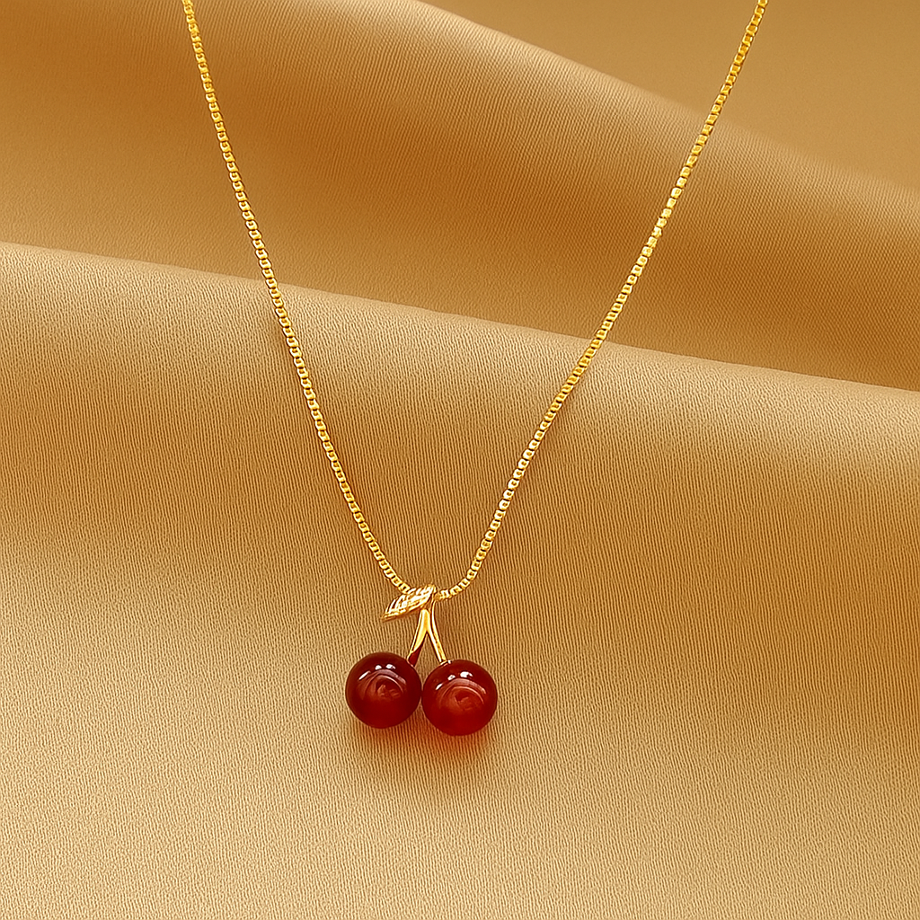 Minimalist Cherry Necklace for Women
