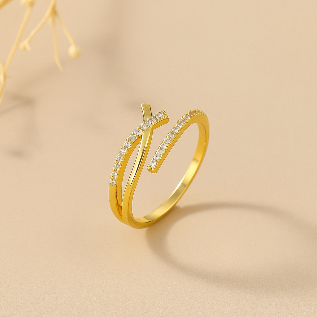 Exquisite Adjustable Cuff Ring for Women – Inlaid Shining Zirconia