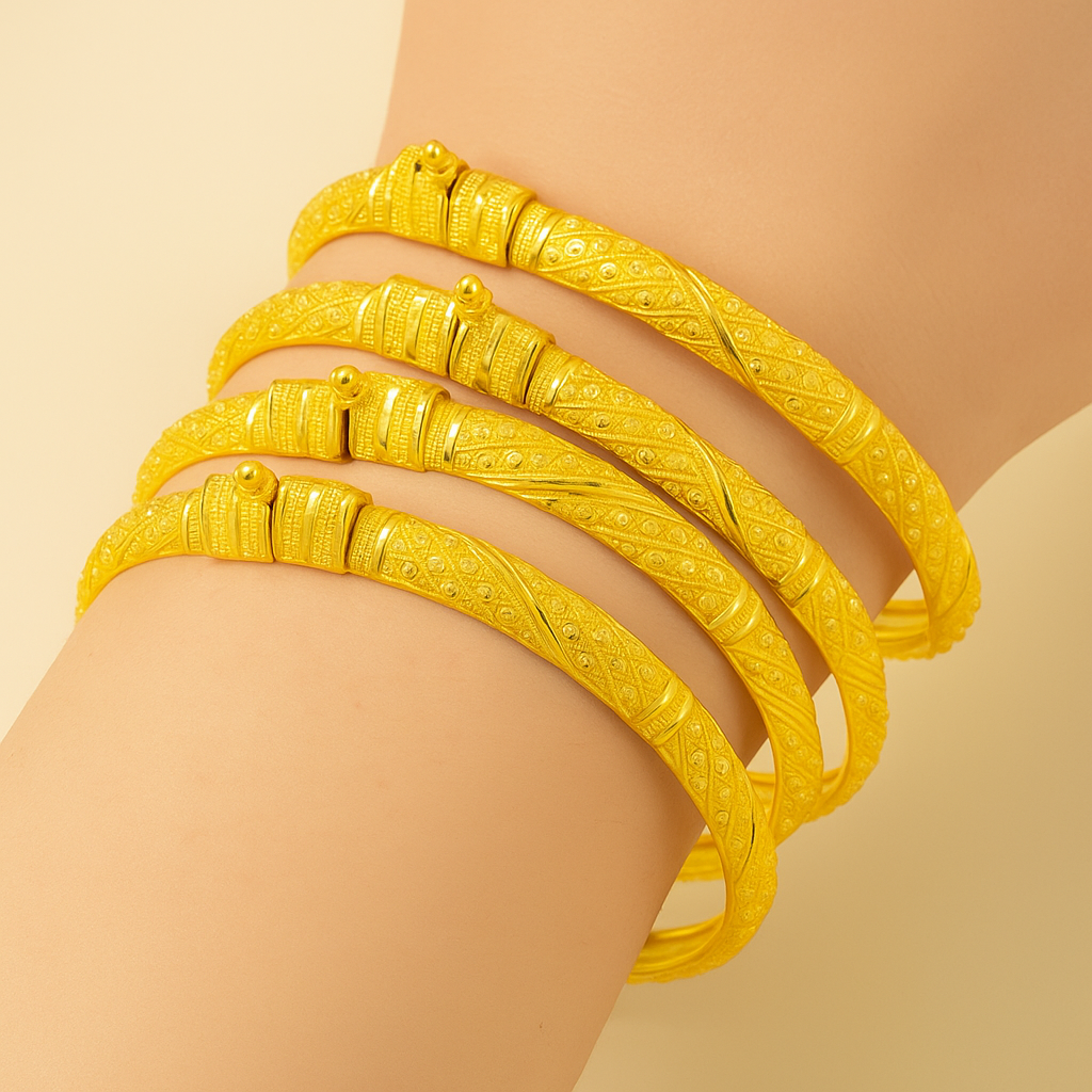 Luxury Gold-Plated Tribal Copper Bangle