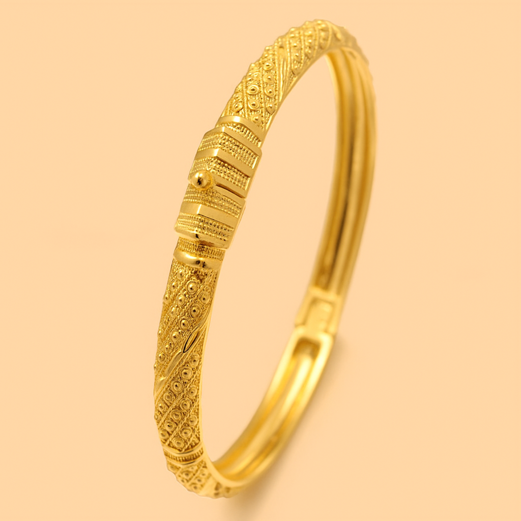 Luxury Gold-Plated Tribal Copper Bangle