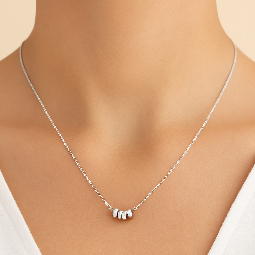 Elegant 18K Gold-Plated Five-Bead Pendant Necklace