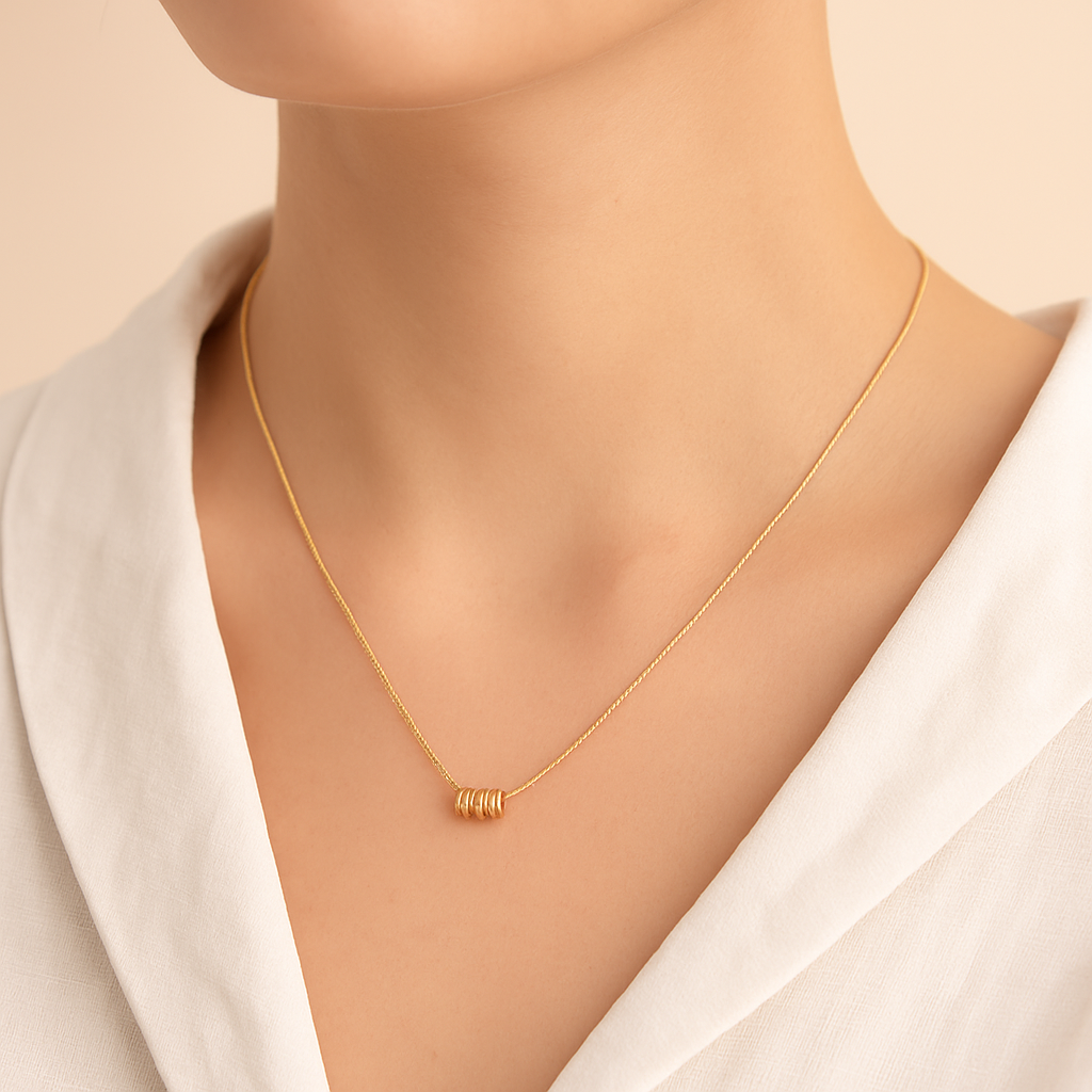 Elegant 18K Gold-Plated Five-Bead Pendant Necklace