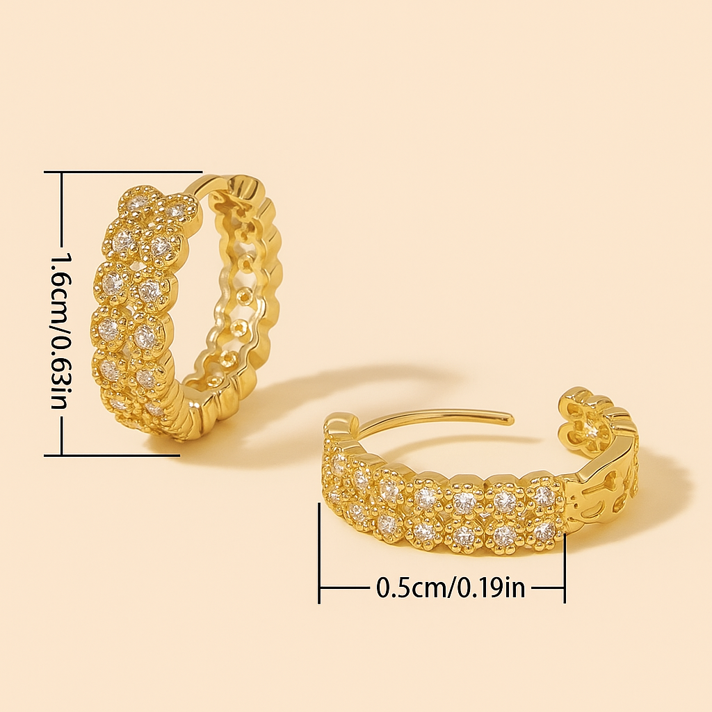Double Row Crystal Inlay Hoop Earrings for Women