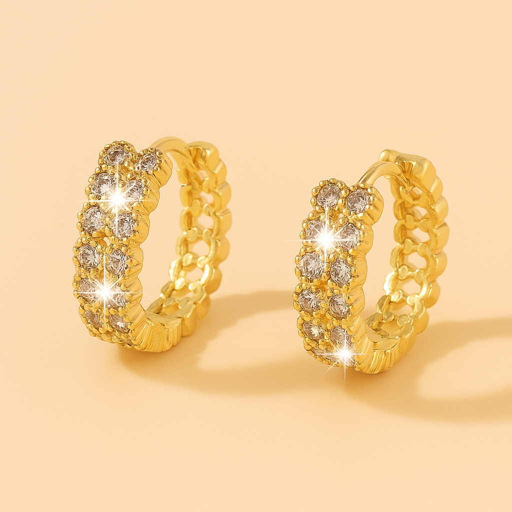 Double Row Crystal Inlay Hoop Earrings for Women