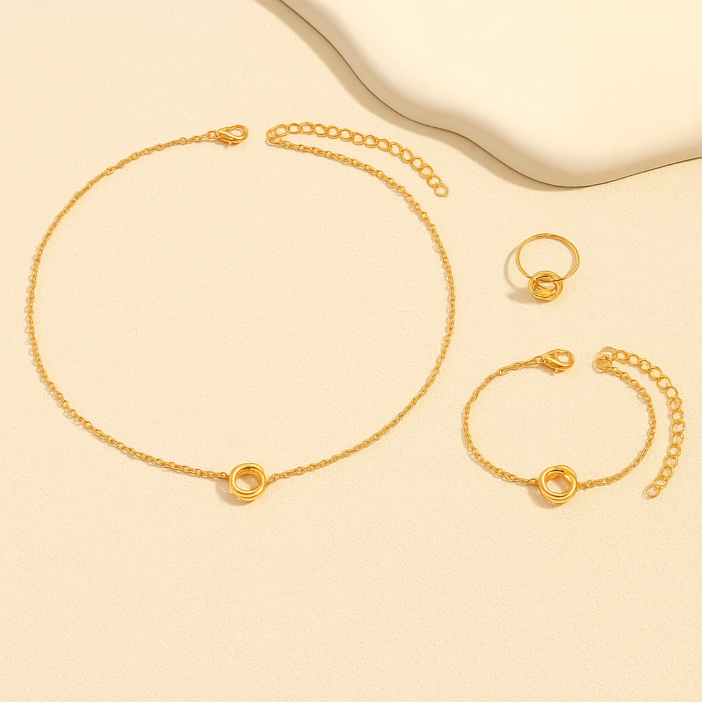 Elegant 3-Piece Twisted Flower Circle Jewelry Set