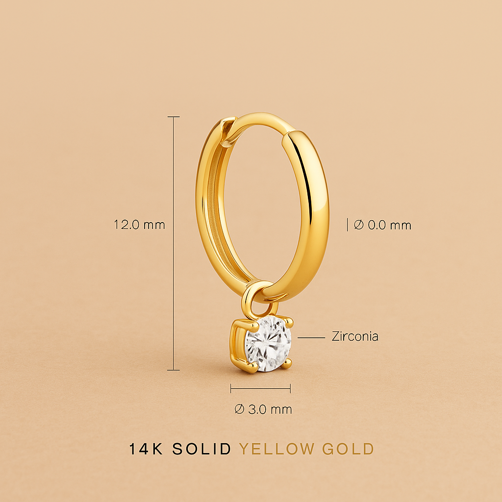 Larmes de Lune Stone Hoop Earrings in 14k Gold