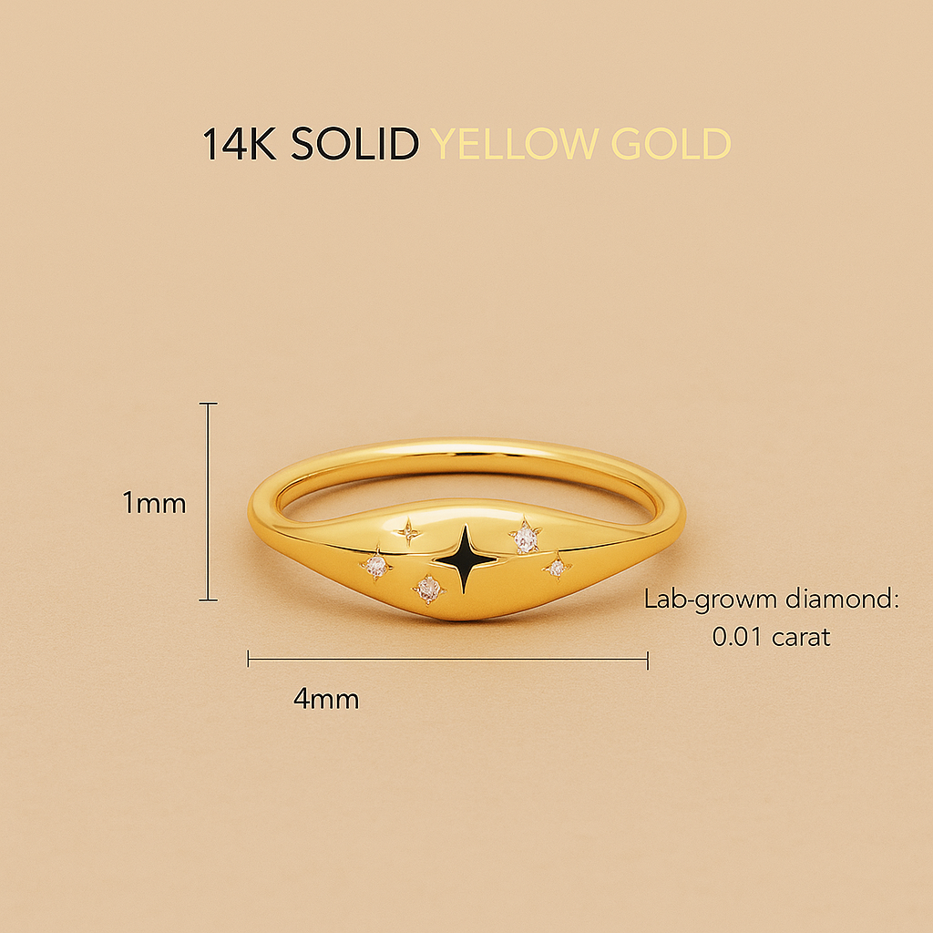 Dome Ring with Diamonds in 14k Gold