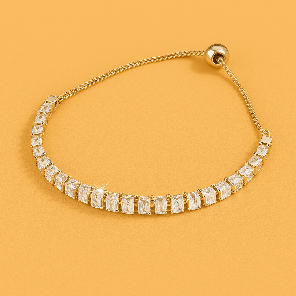 Luxury gold bracelet - polished copper with zirconia details