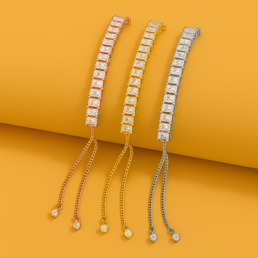 Luxury gold bracelet - polished copper with zirconia details