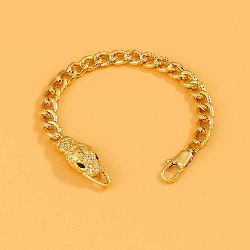 Sculpted zodiac snake bracelet for ladies - antique metal