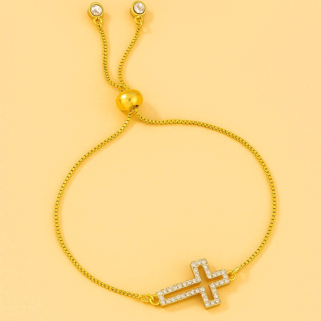 Ornate Rhinestone Cross Bracelet - for Women