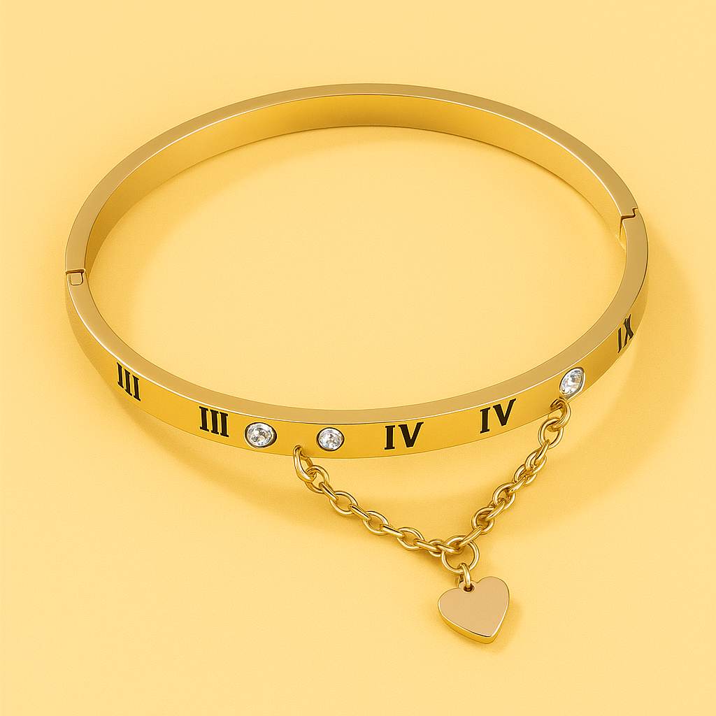 Elegant Roman Digital Love Charm Bracelet for Women