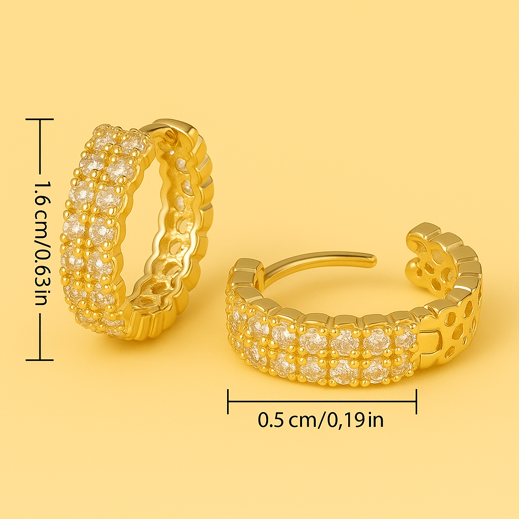 Chic Earrings with Double Row Crystal Inlay
