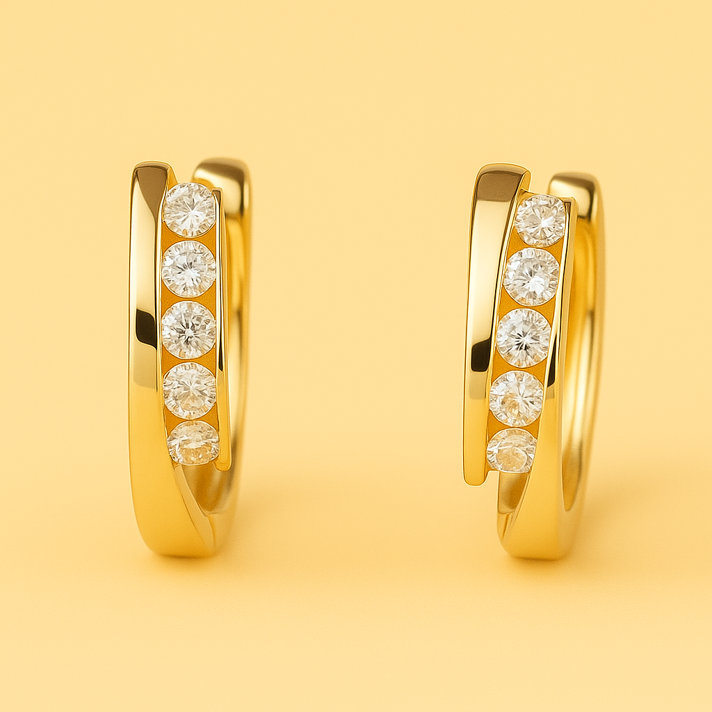 Luxurious Zirconia-Inlaid Hoop Earrings