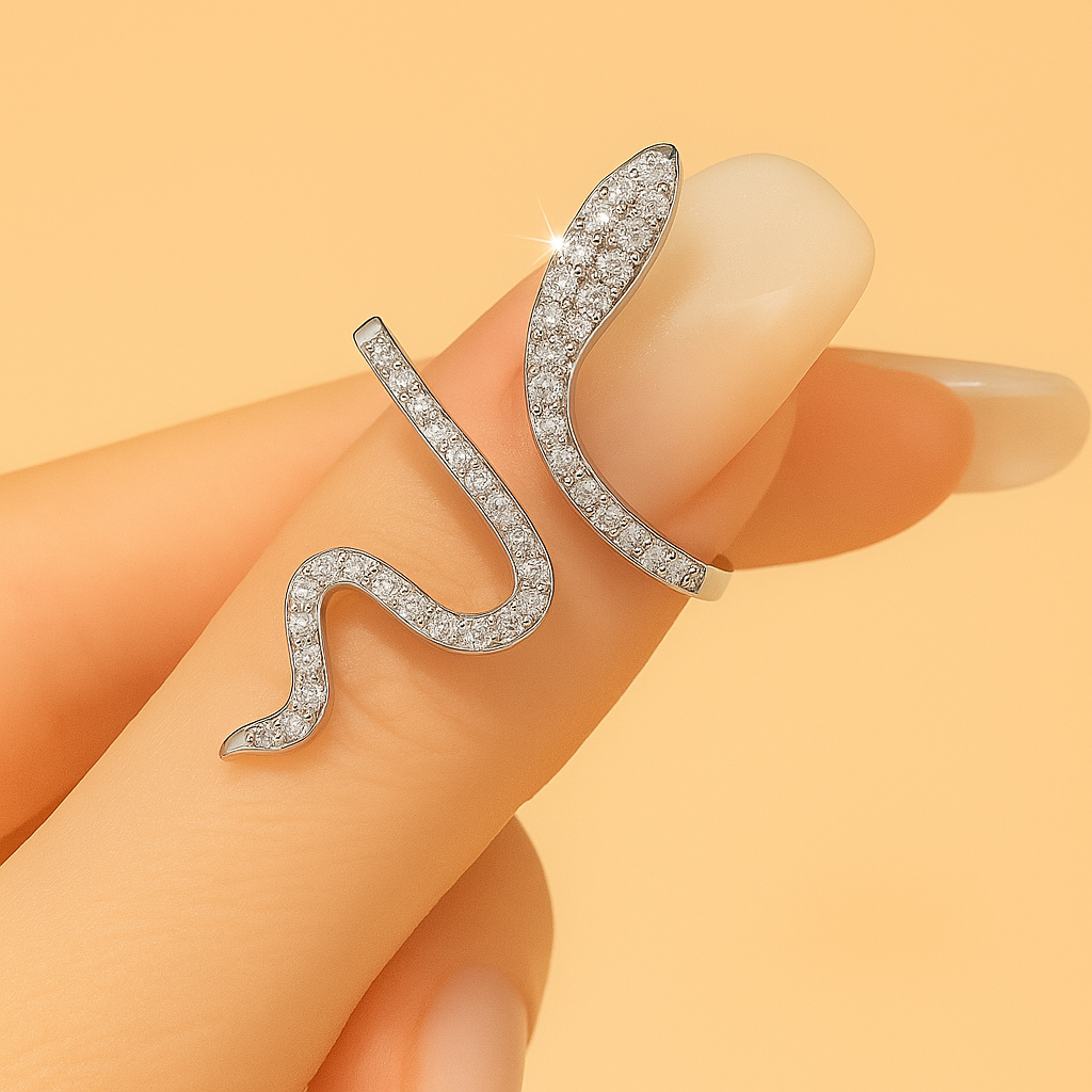 Zirconia Snake Ring - Chic & Adjustable