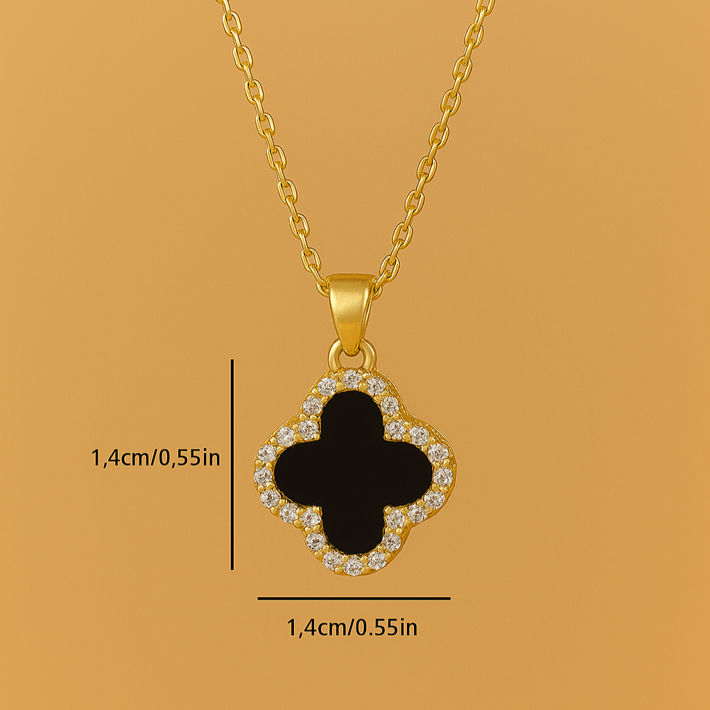 Gold-colored shamrock pendant necklace for women