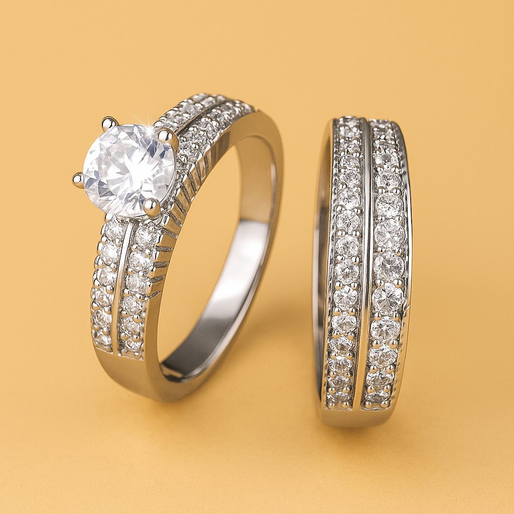 Luxurious round-cut zirconia wedding ring for women