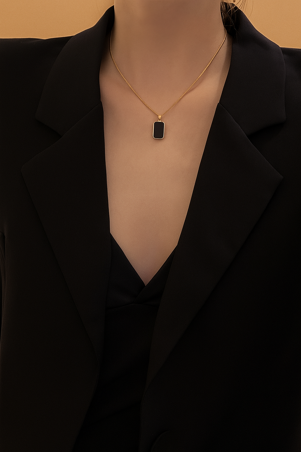 Zwarte Titanium Geometric Ketting - Elegant Unisex Sieraad