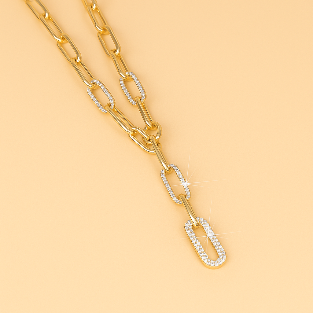 Keybone Y-Chain - Strass Accent with Thick Link Chain