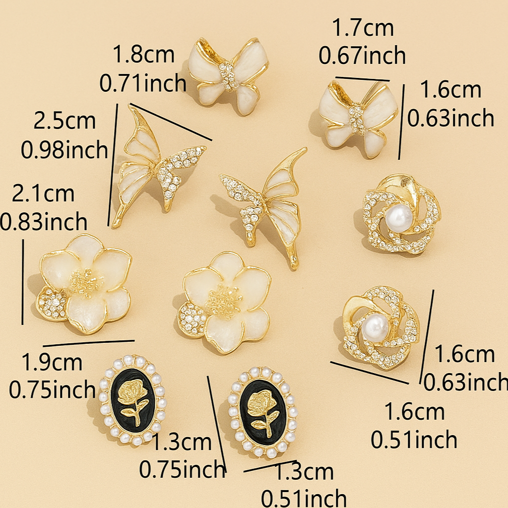 Lera - Elegant earrings in a set of 5 with a timeless design