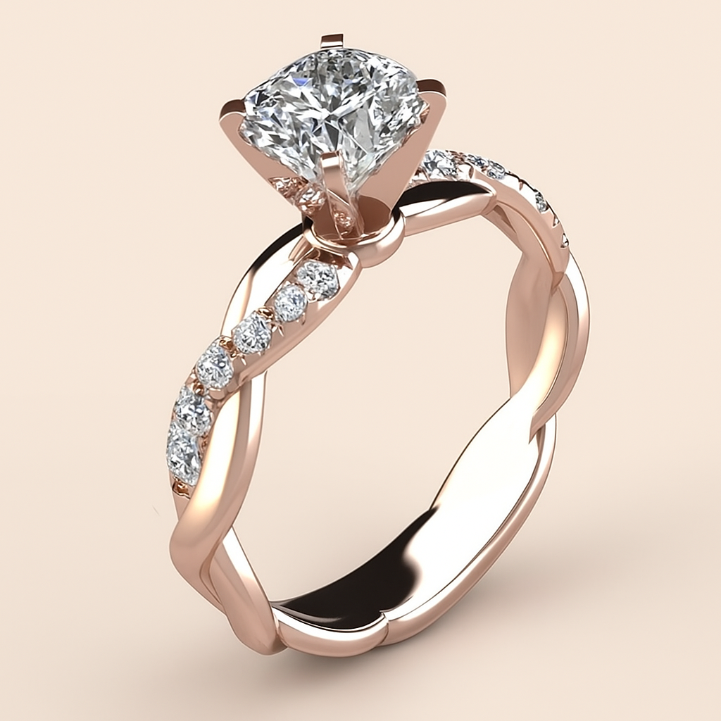 Elegant Princess Cut Ring - Sparkling Twisted Design for Her