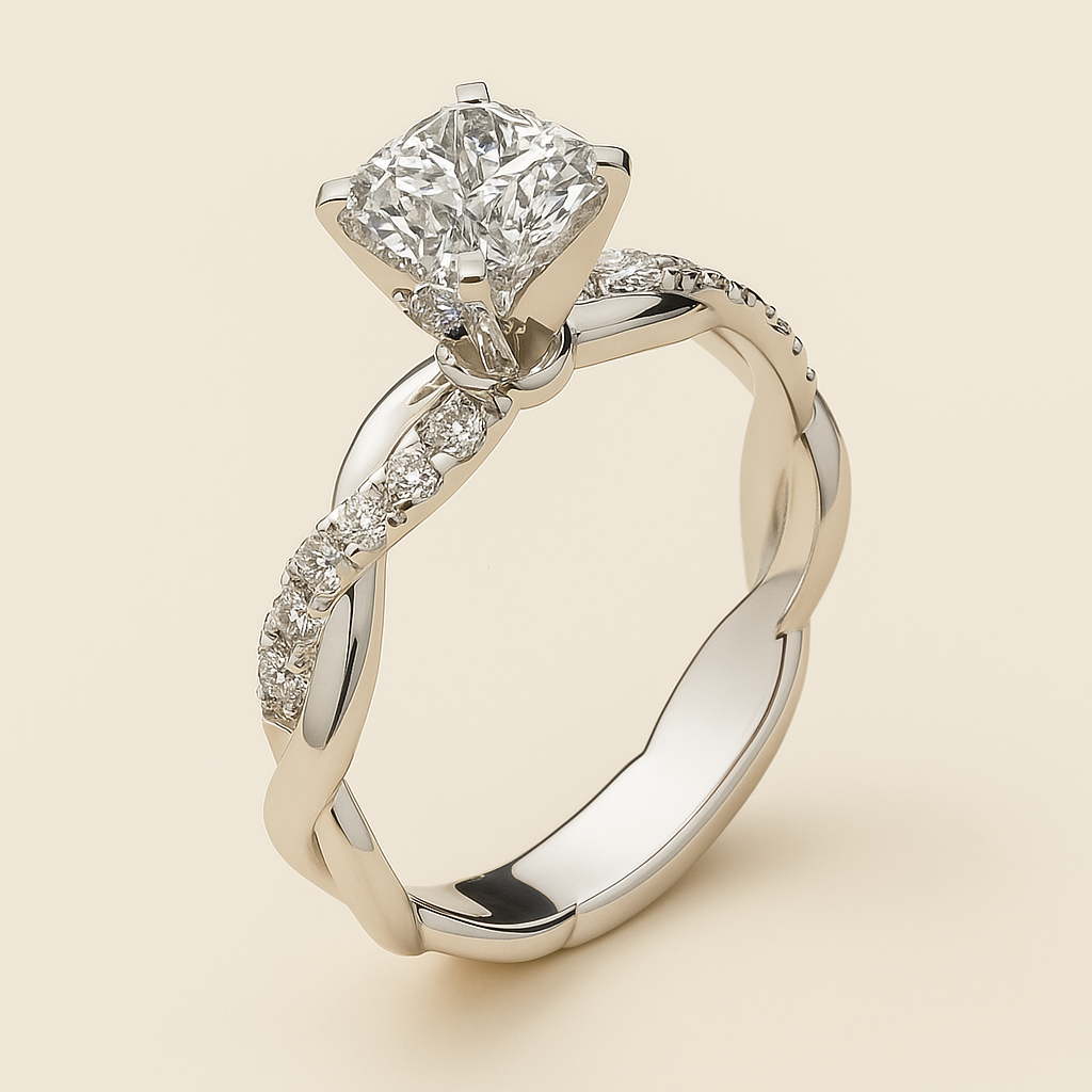 Elegant Princess Cut Ring - Sparkling Twisted Design for Her