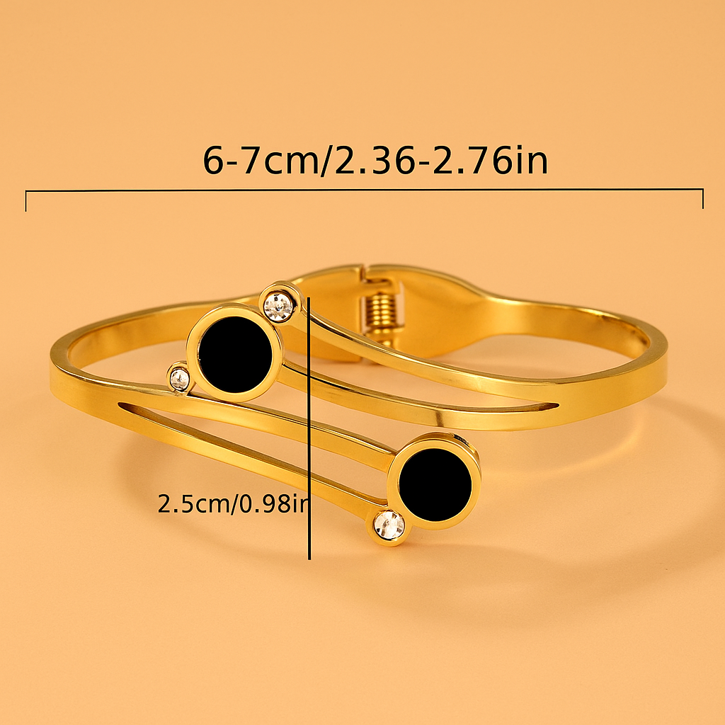 Minimalist Gold Bracelet - Sleek Black Accents