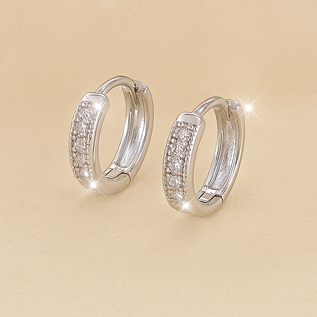 Zeah Elegant Hoop Earrings with Sparkling Zirconia