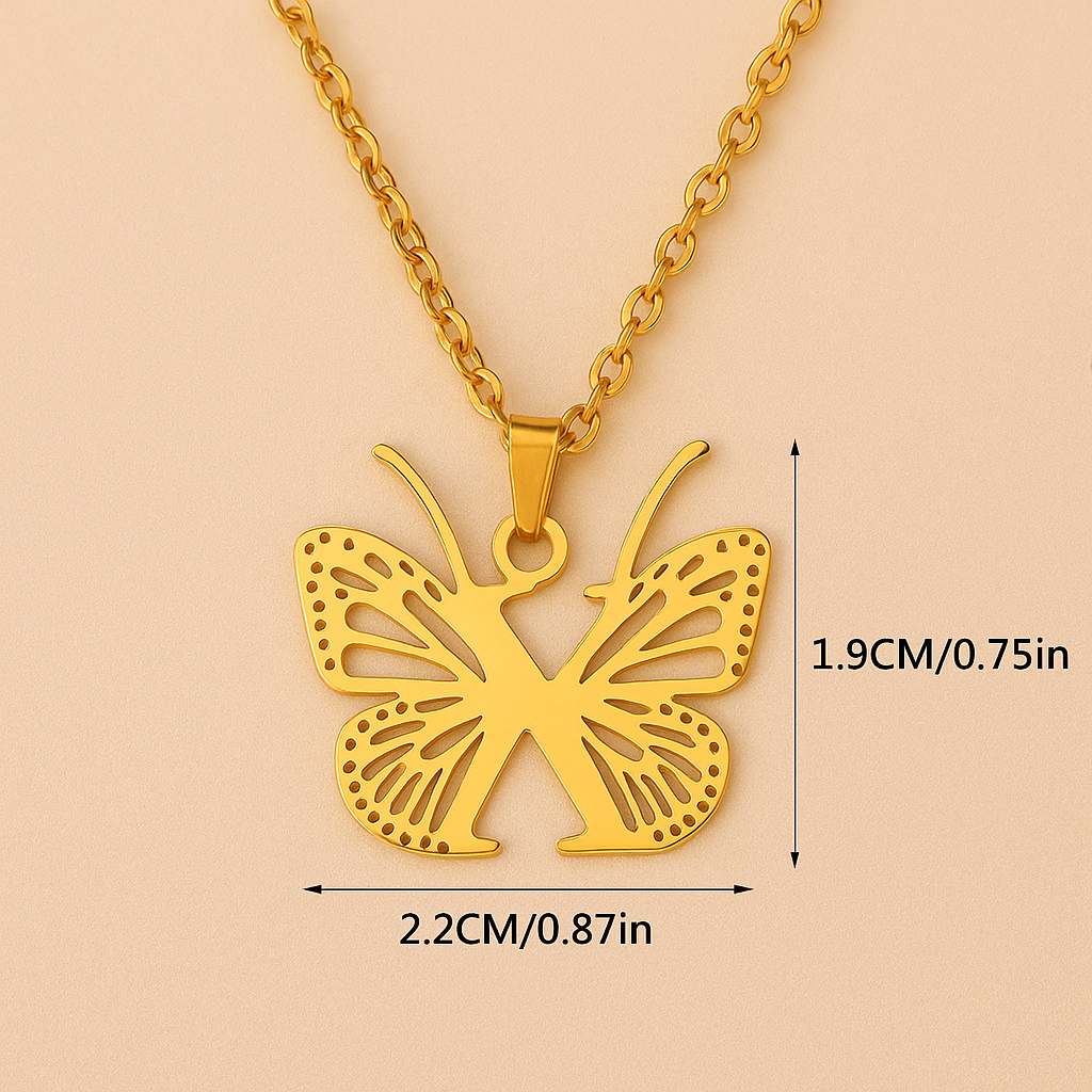 Unique 26-Letter Initial Necklace with Butterfly Pendant