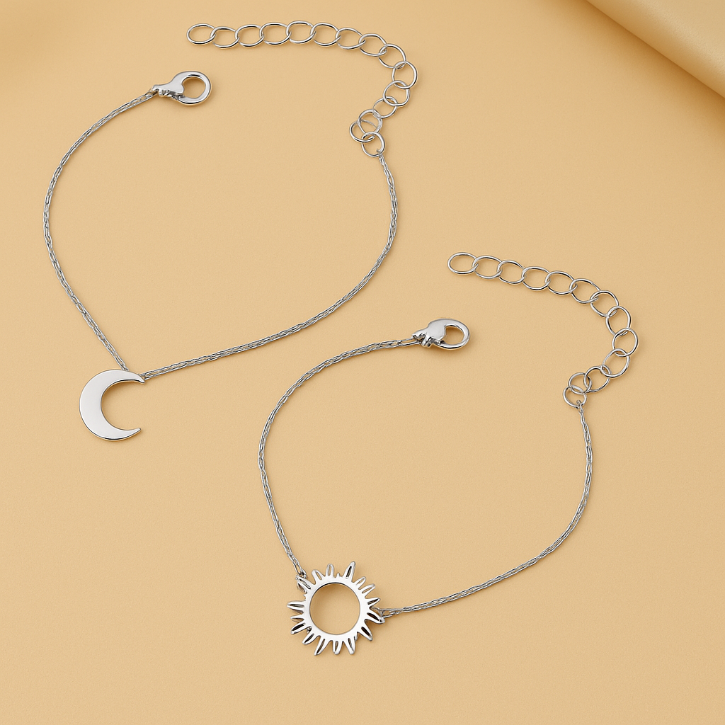 Elegant 2-Piece Sun & Moon Bracelet Set