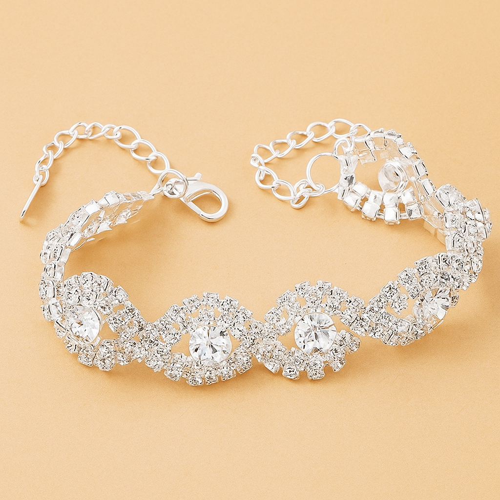 Sparkling Rhinestone Twisted Bracelet – For Women