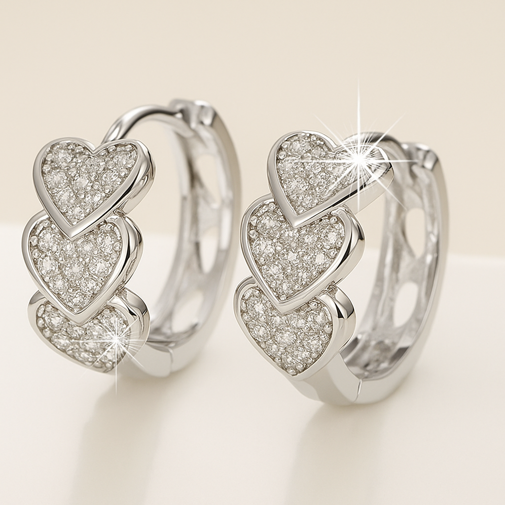 Luxury Heart-Shaped Zirconia Hoop Earrings