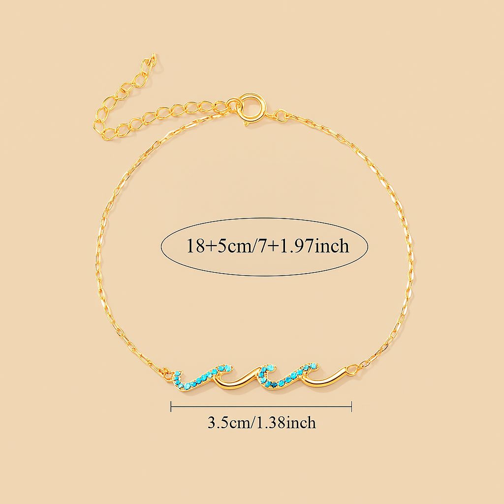 Blue Wave Bracelet – Boho Elegance with Sparkling Cubic Zirconia