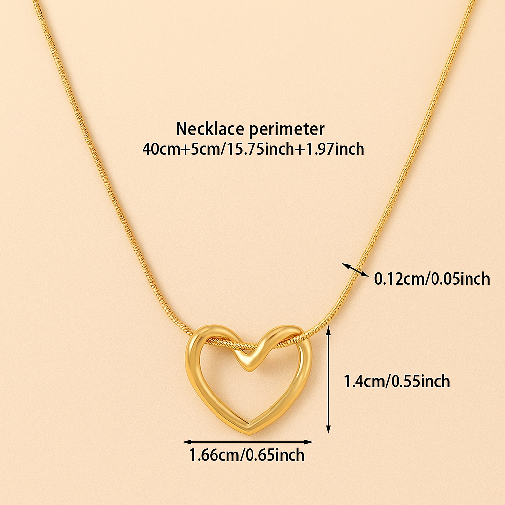 Women's Golden Openwork Heart Necklace – Minimalist Layered Chain