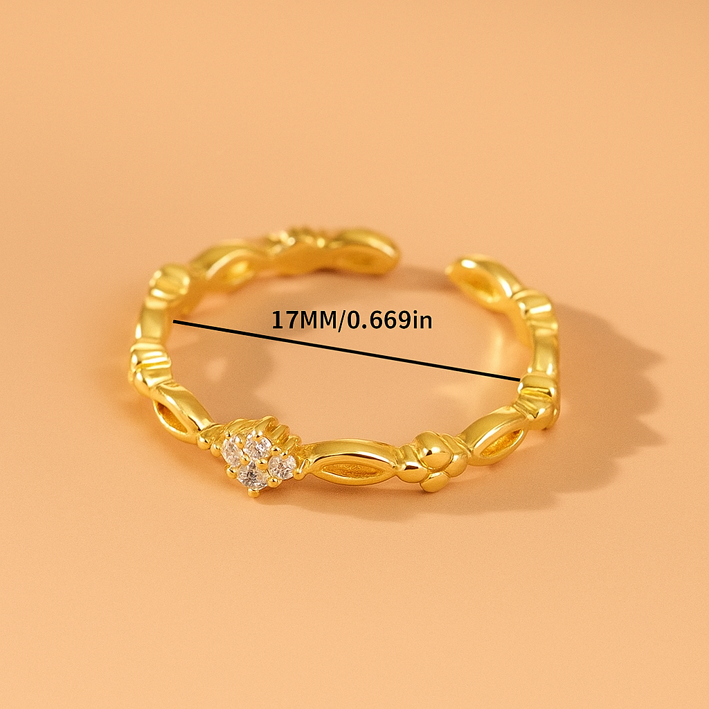 Delicate Copper Open Ring with Inlaid Zirconia