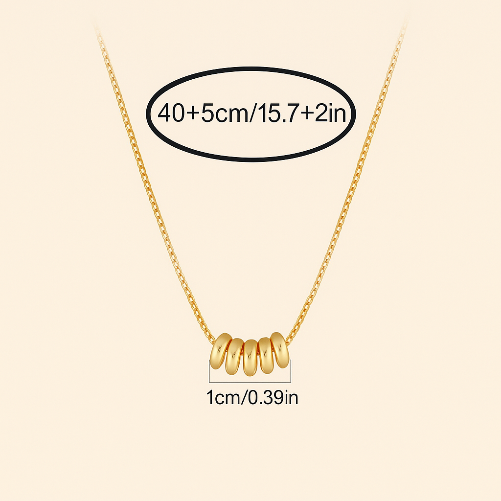 Elegant 18K Gold-Plated Five-Bead Pendant Necklace