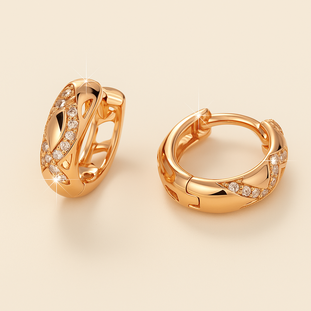 Elegant Bohemian Cross Hoop Earrings with Sparkling Zirconia