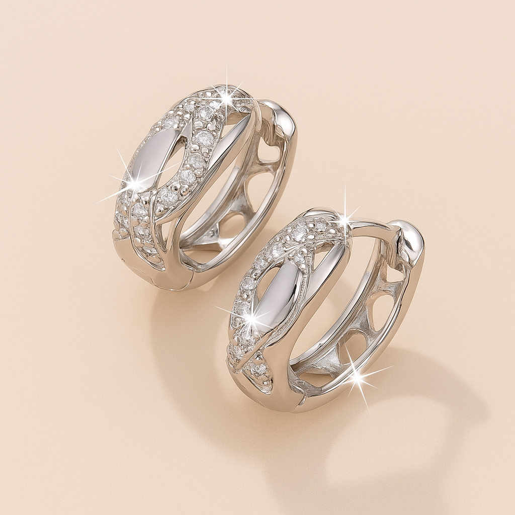 Elegant Bohemian Cross Hoop Earrings with Sparkling Zirconia