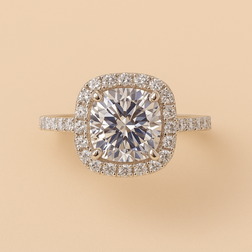 Square Halo Lab-Zirconia Ring