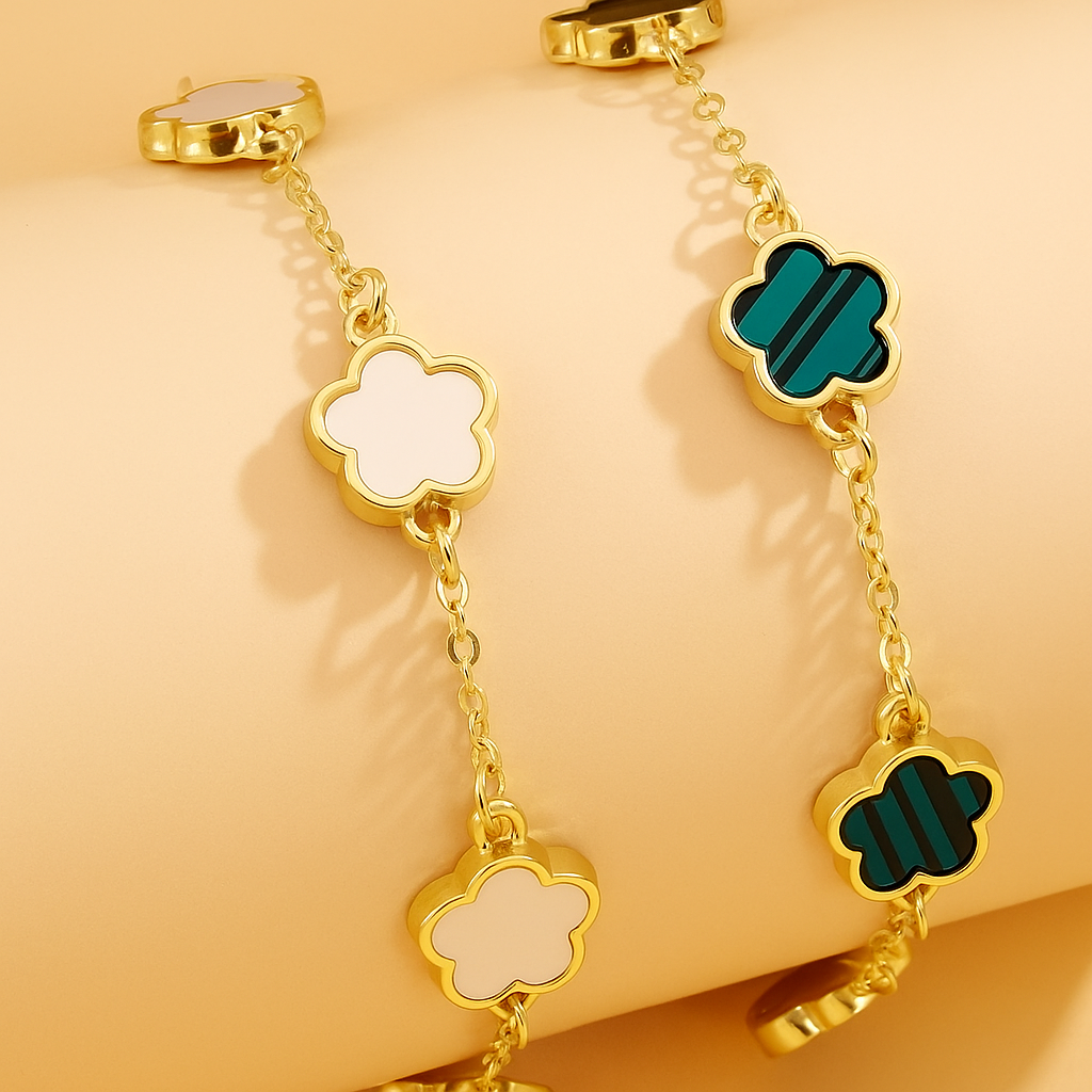 Colorful Flower Thin Chain Bracelet Set
