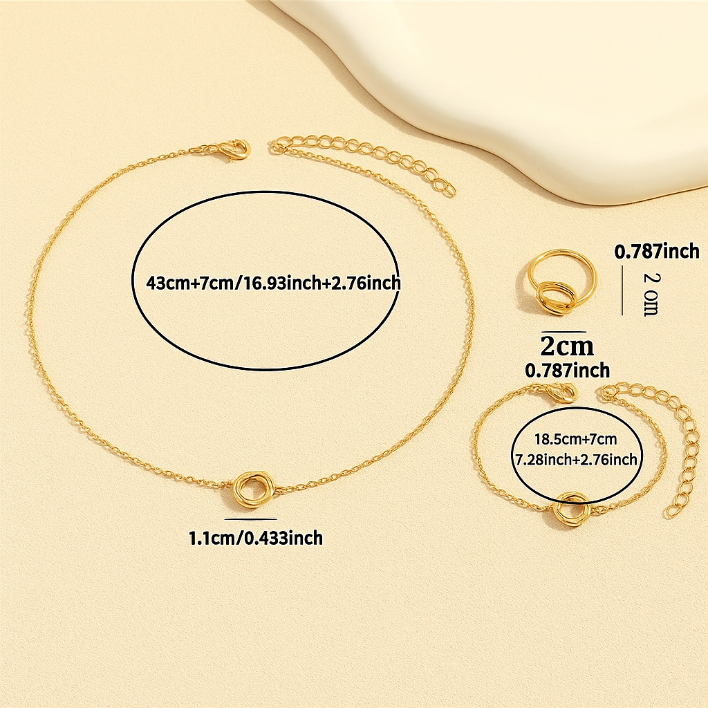 Elegant 3-Piece Twisted Flower Circle Jewelry Set